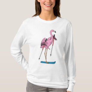 Flamingo Skier Ski T-Shirt