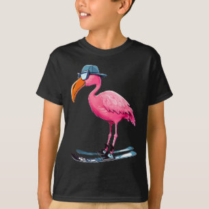 Flamingo Skiing Ski Lover Skier For Men Women Kids T-Shirt