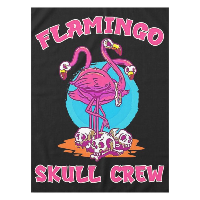 Flamingo Skull Crew Halloween | Flamingo Lovers Tablecloth (Front)