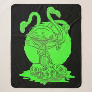 Flamingo Skull Halloween Gift For Flamingo Lover Sherpa Blanket