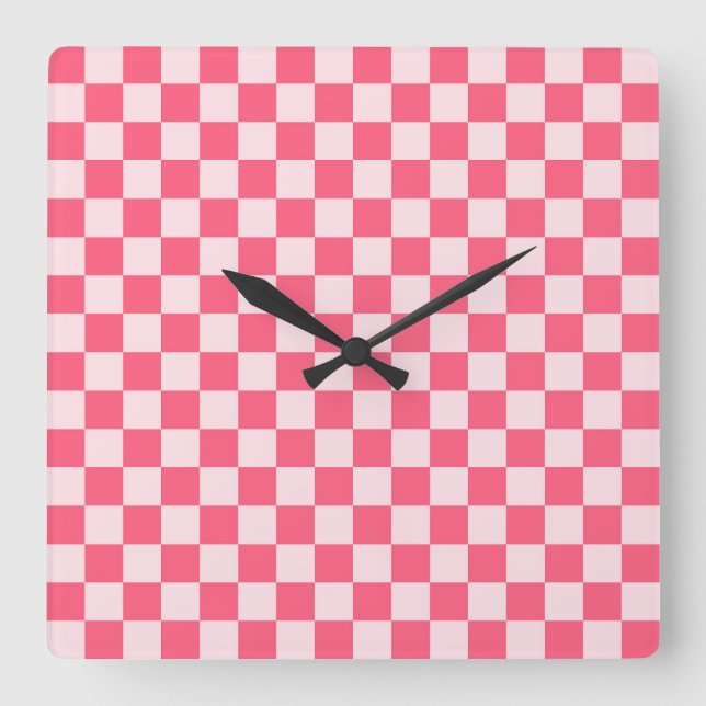 Flamingo sorbet checkerboard pattern square wall clock (Front)