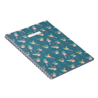 Flamingo Spiral Notebook with Tropical pattern