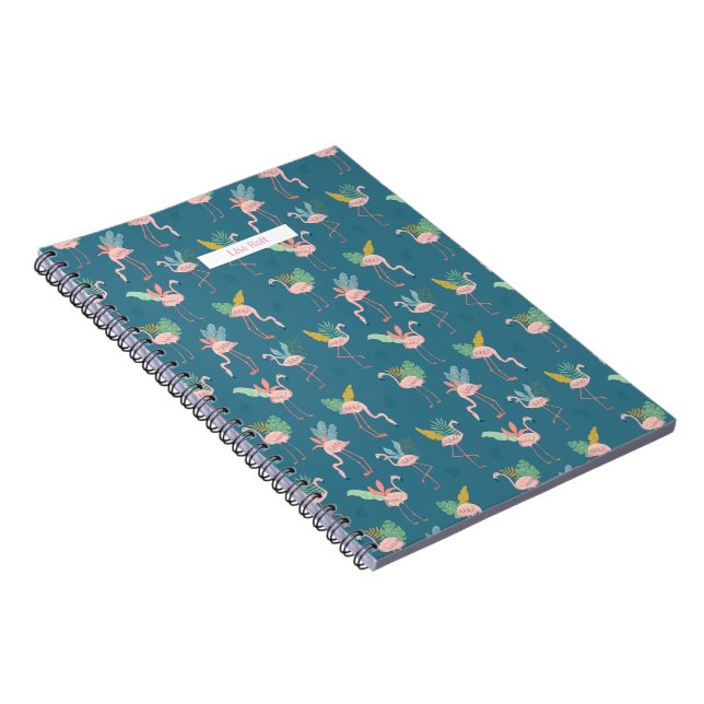 Flamingo Spiral Notebook with Tropical pattern (Right Side)