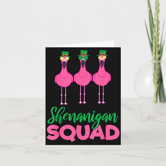 Flamingo Squad Funny Lucky St Patricks Day 2020 Te Card (Front)