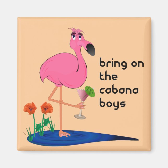 Flamingo Square Magnet (Front)