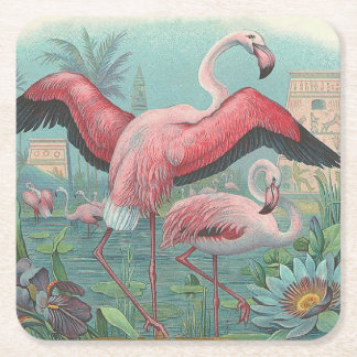 Flamingo Square Paper Coaster