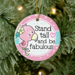 Flamingo Stand Tall and Be Fabulous Pink Ceramic Tree Decoration