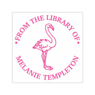 Flamingo Standing “From the library of” Name Monog Self-inking Stamp