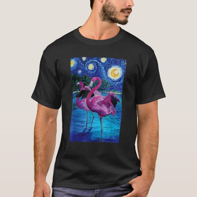 Flamingo Starry Night Flamingo Art Van Gogh Flamin T-Shirt (Front)