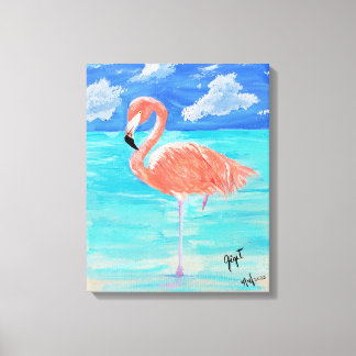 Flamingo, stretched canvas 16x20 print