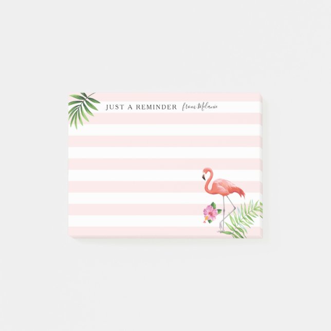 Flamingo Stripes Post-It® Notes, 4" x 3" Post-it Notes (Front)