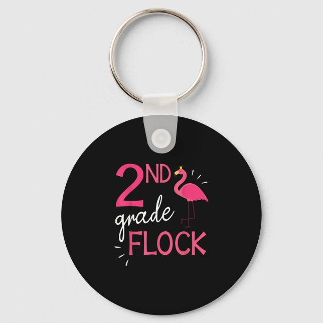 Flamingo Student Senior Happy 2nd Grade Flock Key Ring (Front)