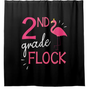 Flamingo Student Senior Happy 2nd Grade Flock Shower Curtain