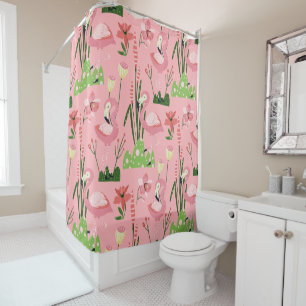 Flamingo Summer Collection One Design 4 Shower Curtain