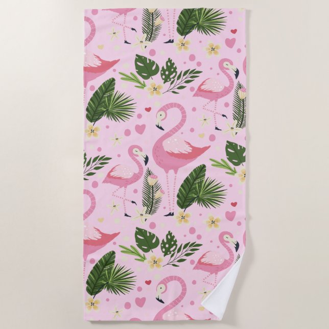 Flamingo Summer Collection One Design 8 Beach Towel (Front)