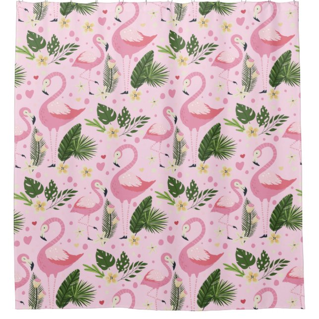 Flamingo Summer Collection One Design 8 Shower Curtain (Front)