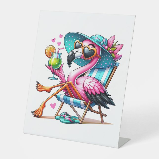 Flamingo summer cool pedestal sign (Front)