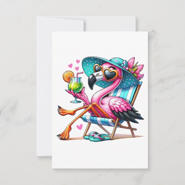 Flamingo summer cool thank you card (Front)