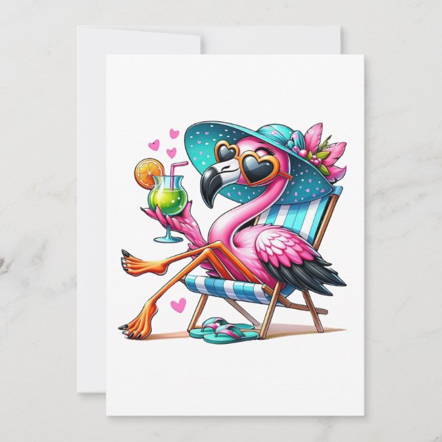 Flamingo summer cool thank you card (Front)
