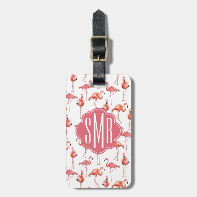 Flamingo Summer | Monogram | Luggage Tag (Front Vertical)