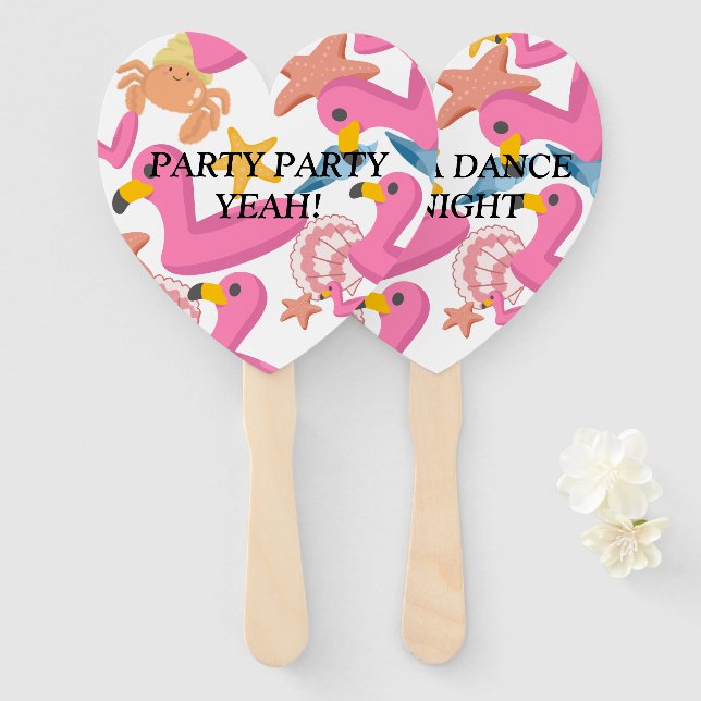 Flamingo summer party hand fan (Front and Back)