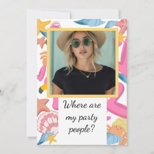 Flamingo summer party with photo invitation