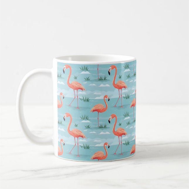 Flamingo Summer Pattern Coffee Mug (Left)