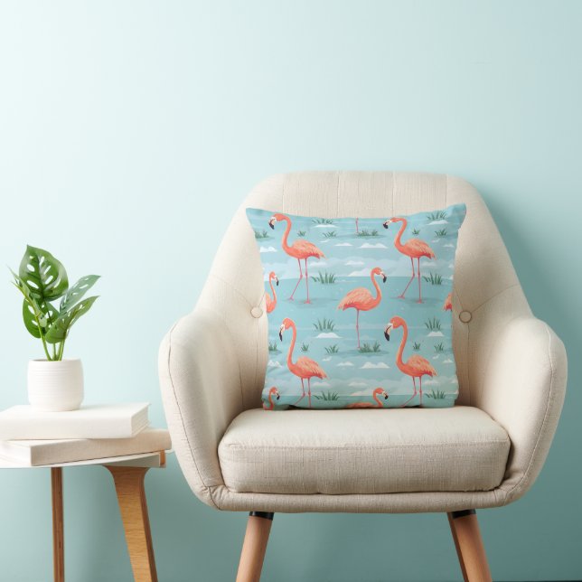 Flamingo Summer Pattern Cushion (Chair)