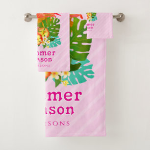 Flamingo Summer Pink Bath Towel Set