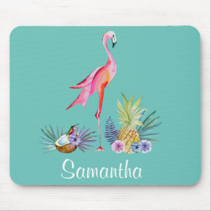 Flamingo Summer Tropical Hawaii Personalised Mouse Mat
