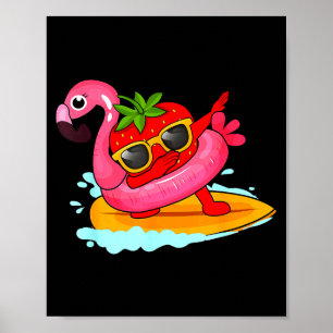 Flamingo summer vacation hawaii beach dabbing poster