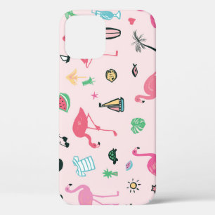 Flamingo Summer: Vibrant Bird Pattern iPhone 12 Case