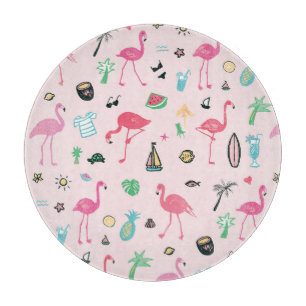 Flamingo Summer: Vibrant Bird Pattern Cutting Board