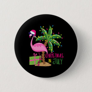 Flamingo Sungles Xmas Beach Tropical Christmas In  6 Cm Round Badge
