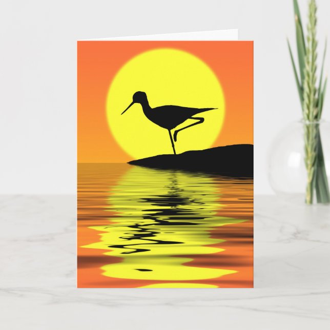 Flamingo Sunset Greeting Card (Front)