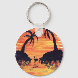 Flamingo Sunset Key Ring