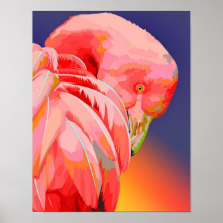 Flamingo sunset poster