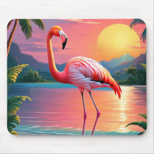 Flamingo Sunset Tropical Beach  Mouse Mat