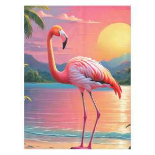 Flamingo Sunset Tropical Beach Tablecloth
