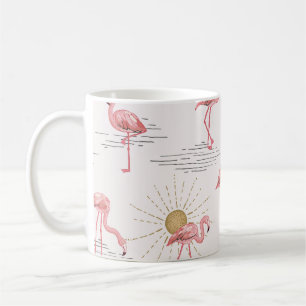 Flamingo sunset: vintage doodle pattern. coffee mug