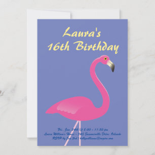 Flamingo Sweet 16 Birthday Party Invite - purple