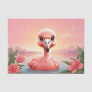 Flamingo Swimming In Water Tissue Paper