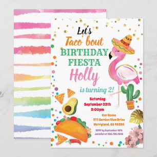 Flamingo Taco Fiesta Girl Birthday Party Invitation