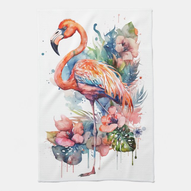 Flamingo  tea towel (Vertical)