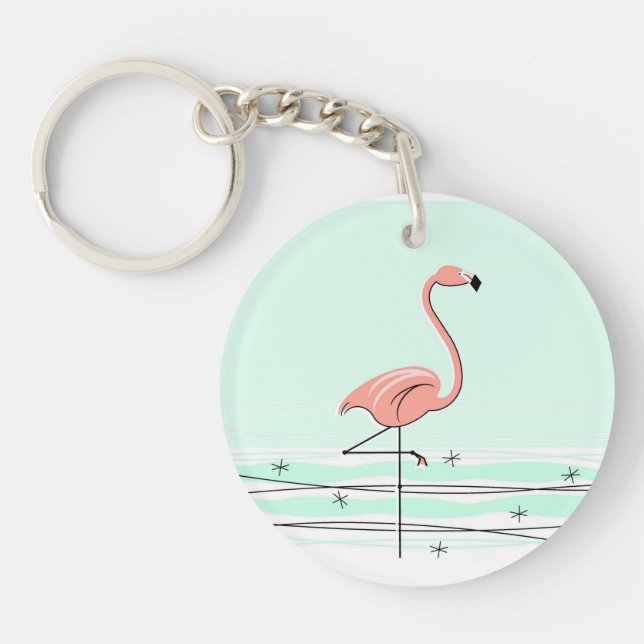 Flamingo Text back acrylic keychain green (Front)