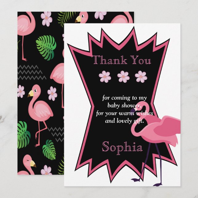 Flamingo  thank you invitation (Front/Back)