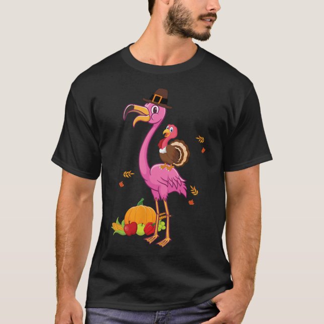 Flamingo Thanksgiving Halloween Gift T-Shirt (Front)