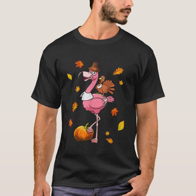 Flamingo Thanksgiving Halloween Gift T-Shirt (Front)