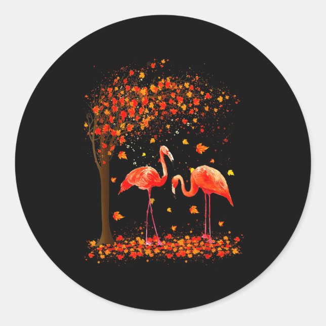 Flamingo Thanksgiving Halloween It's Fall Y'all Au Classic Round Sticker (Front)