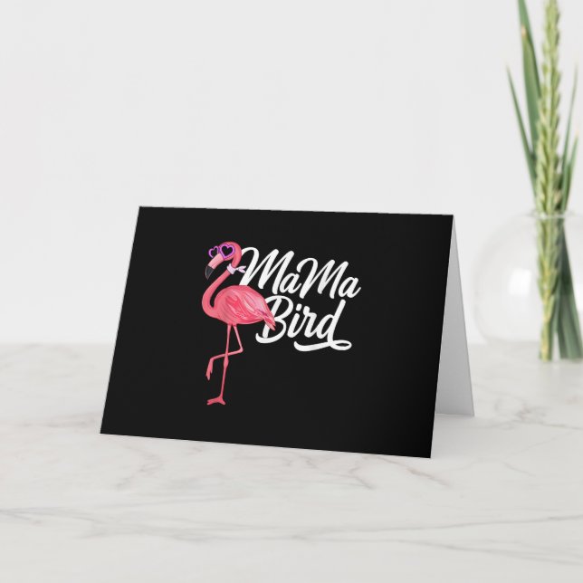 Flamingo Theme Birthday Gift - Mama Bird Flamingo Card (Front)